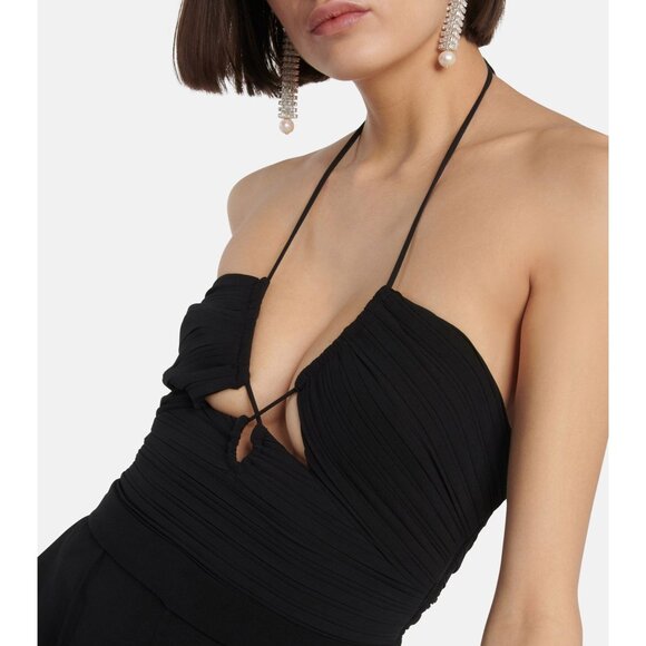 SIMKHAI Gala Plisse Cut Out Jumpsuit in Black 2 Small New Womens Outfit - Picture 14 of 17